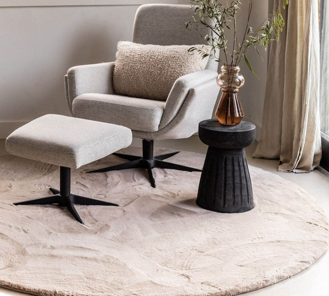 Rond Zacht Hoogpolig Vloerkleed Lux Beige / Taupe - Vloerkledenloods