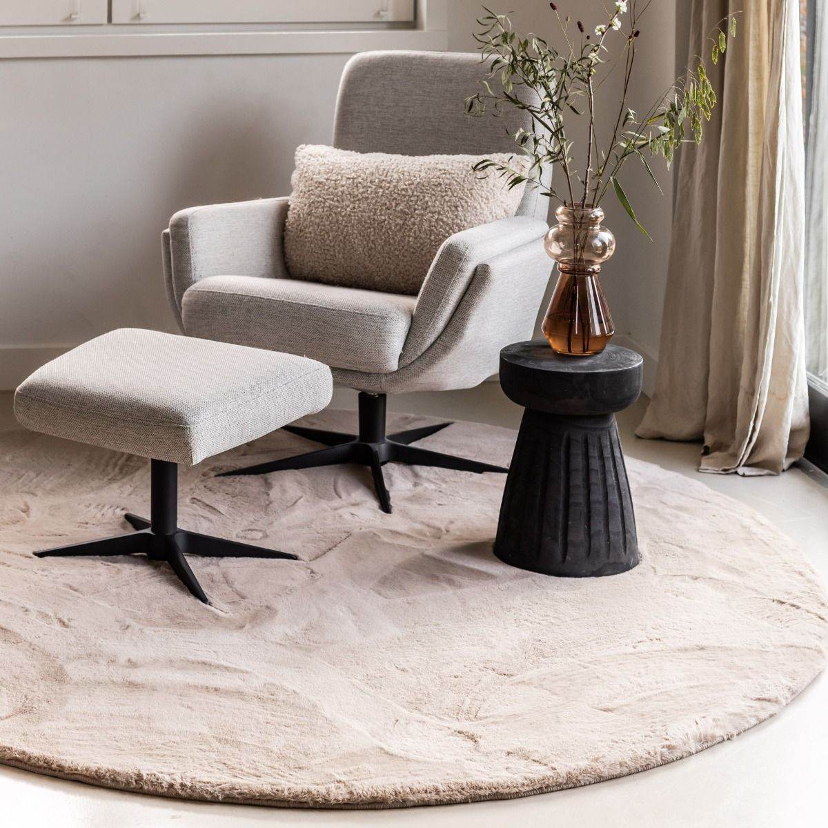 Rond vloerkleed hoogpolig effen Classic - crème 200 cm Rond vloerkleed hoogpolig effen Classic - crème 200 cm