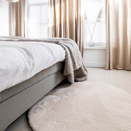 Rond Zacht Hoogpolig Vloerkleed Lux Creme - Vloerkledenloods
