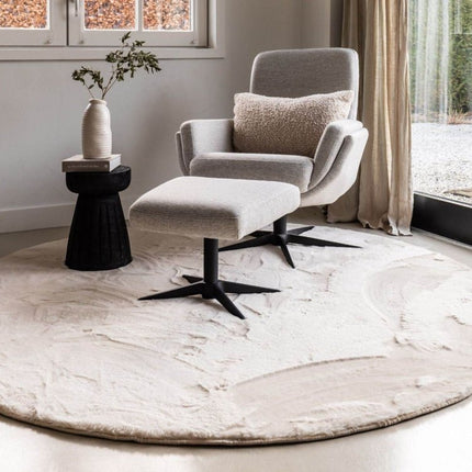 Rond Zacht Hoogpolig Vloerkleed Lux Creme - Vloerkledenloods