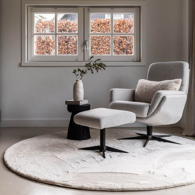 Rond Zacht Hoogpolig Vloerkleed Lux Creme - Vloerkledenloods