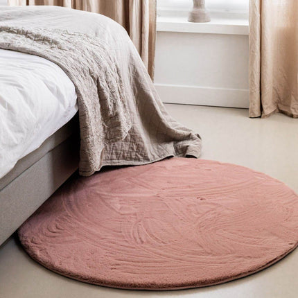 Rond Zacht Hoogpolig Vloerkleed Lux Oud Roze - Vloerkledenloods
