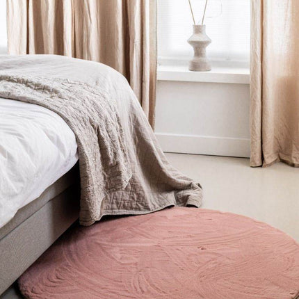 Rond Zacht Hoogpolig Vloerkleed Lux Oud Roze - Vloerkledenloods
