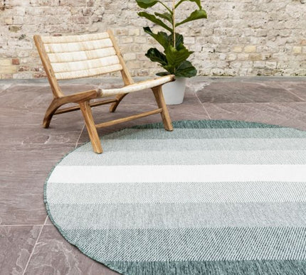 Rond Buiten vloerkleed Boa - Groen/Wit - dubbelzijdig - EVA Interior