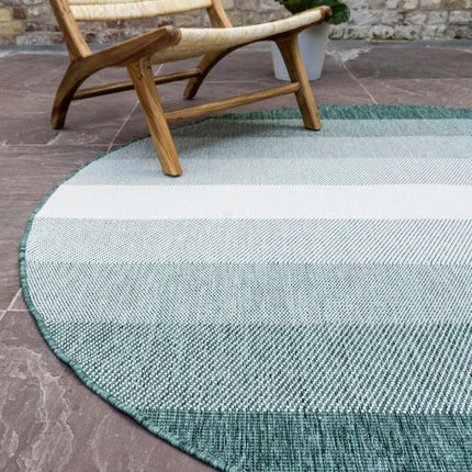 Rond Buiten vloerkleed Boa - Groen/Wit - dubbelzijdig - EVA Interior