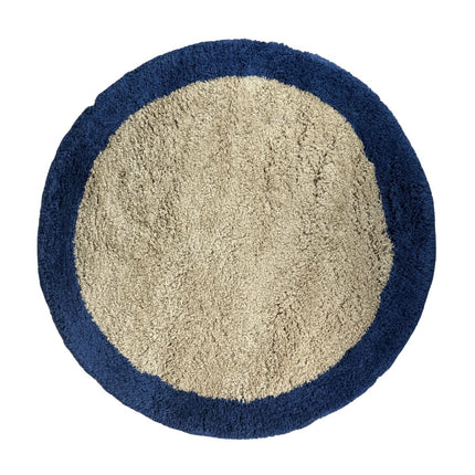Rond hoogpolig vloerkleed Pilo beige/blauw polyester Interieur05