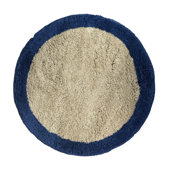 Rond hoogpolig vloerkleed Pilo beige/blauw polyester Interieur05