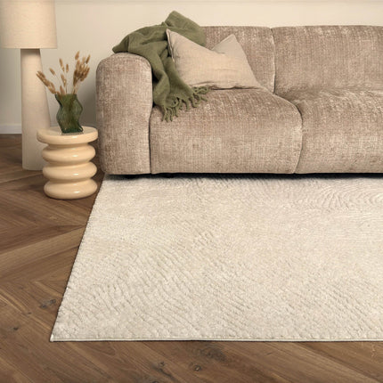 Scandinavisch vloerkleed Curve creme/wit - Vloerkledenloods