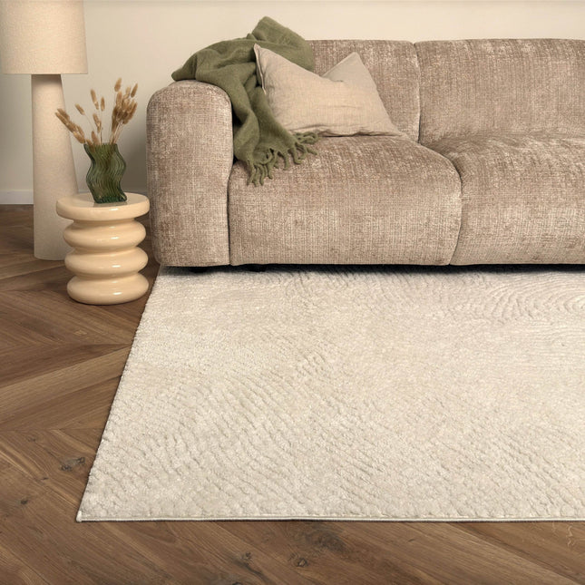 Scandinavisch vloerkleed Curve creme/wit - Vloerkledenloods