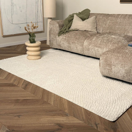 Scandinavisch vloerkleed Curve creme/wit - Vloerkledenloods
