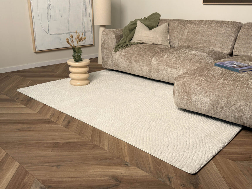 Scandinavisch vloerkleed Curve creme/wit - Vloerkledenloods