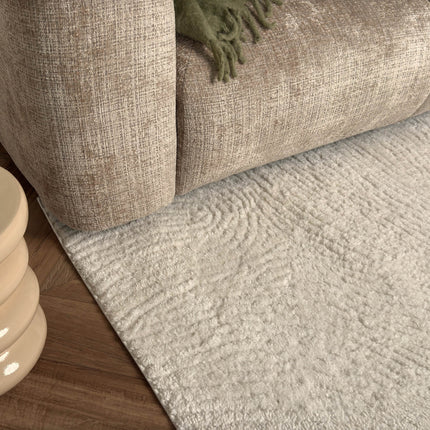 Scandinavisch vloerkleed Curve creme/wit - Vloerkledenloods