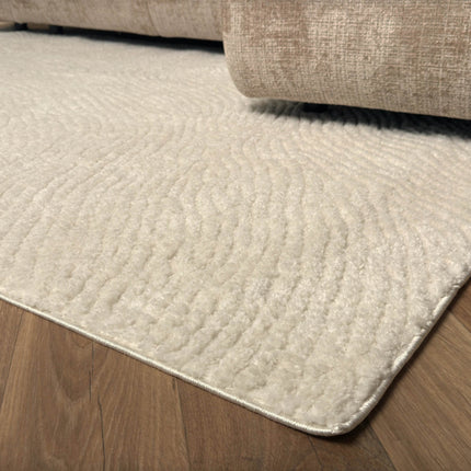Scandinavisch vloerkleed Curve creme/wit - Vloerkledenloods