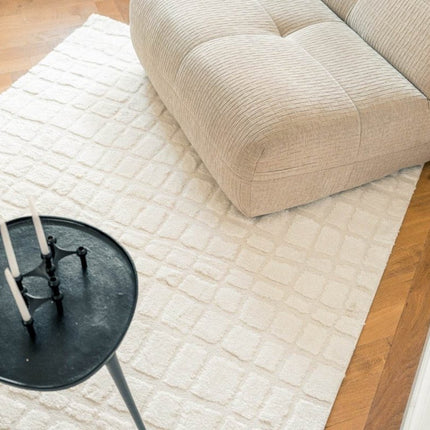 Scandinavisch vloerkleed Malin creme/wit - Vloerkledenloods