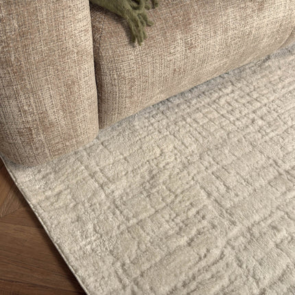 Scandinavisch vloerkleed Prent creme/wit - Vloerkledenloods