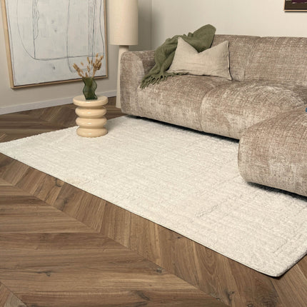 Scandinavisch vloerkleed Prent creme/wit - Vloerkledenloods