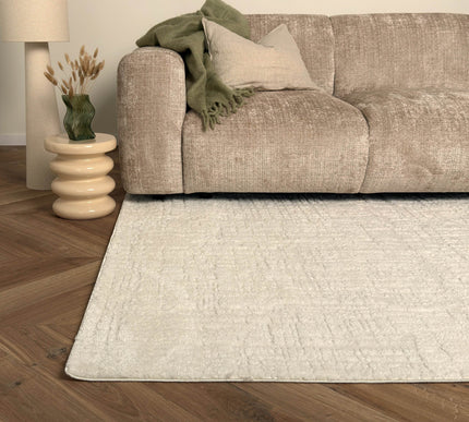 Scandinavisch vloerkleed Prent creme/wit - Vloerkledenloods