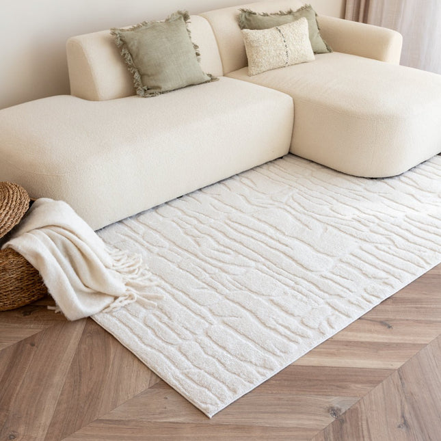 scandinavische Vloerkleden - Scandinavisch vloerkleed Bjorn creme/wit - Vloerkledenloods
