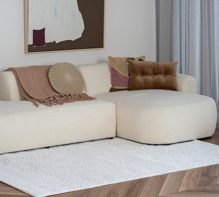scandinavische Vloerkleden - Scandinavisch vloerkleed Curve creme/wit - Vloerkledenloods