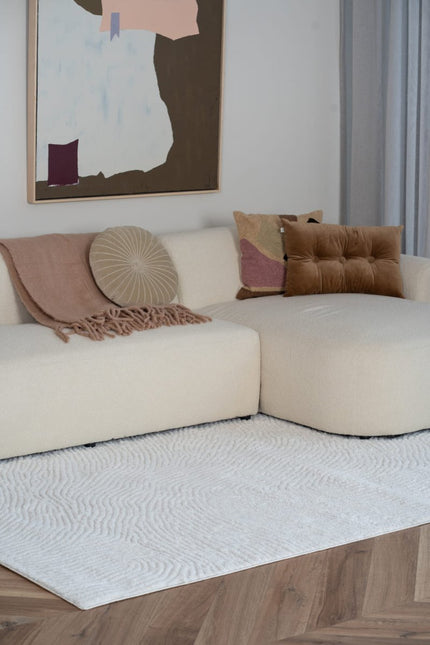 scandinavische Vloerkleden - Scandinavisch vloerkleed Curve creme/wit - Vloerkledenloods