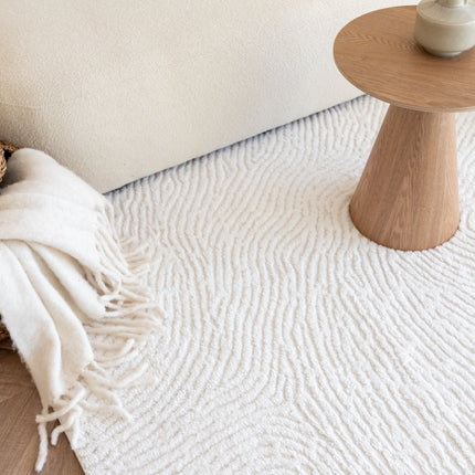scandinavische Vloerkleden - Scandinavisch vloerkleed Curve creme/wit - Vloerkledenloods