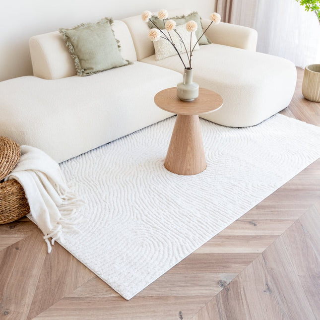 scandinavische Vloerkleden - Scandinavisch vloerkleed Curve creme/wit - Vloerkledenloods
