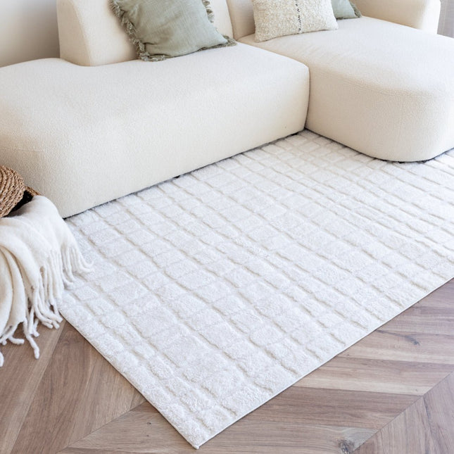 scandinavische Vloerkleden - Scandinavisch vloerkleed Malin creme/wit - Vloerkledenloods