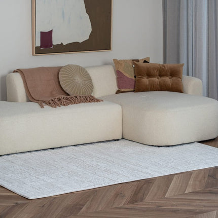 scandinavische Vloerkleden - Scandinavisch vloerkleed Prent creme/wit - Vloerkledenloods