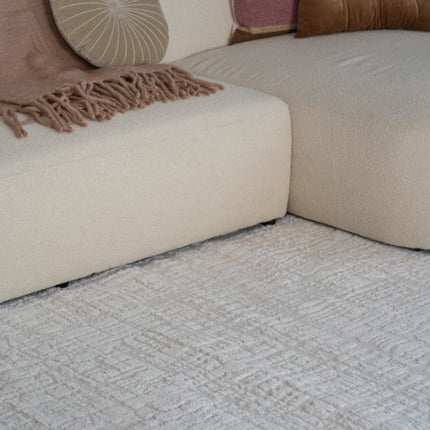 scandinavische Vloerkleden - Scandinavisch vloerkleed Prent creme/wit - Vloerkledenloods