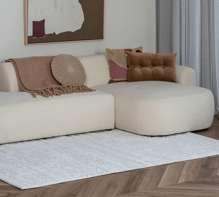 scandinavische Vloerkleden - Scandinavisch vloerkleed Prent creme/wit - Vloerkledenloods