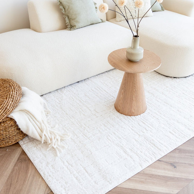 scandinavische Vloerkleden - Scandinavisch vloerkleed Prent creme/wit - Vloerkledenloods