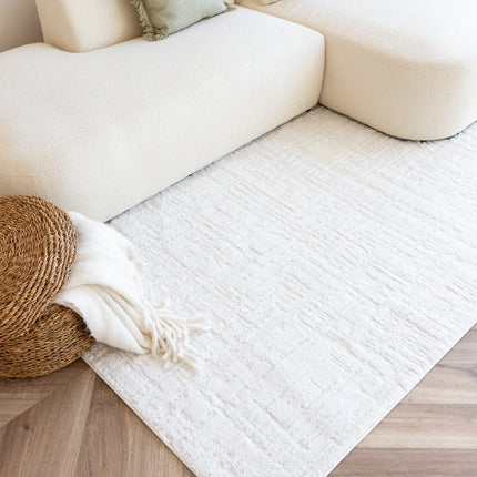 scandinavische Vloerkleden - Scandinavisch vloerkleed Prent creme/wit - Vloerkledenloods
