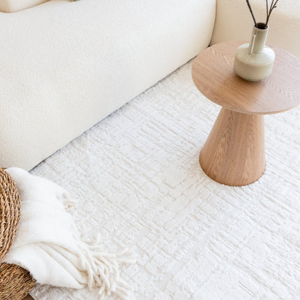 scandinavische Vloerkleden - Scandinavisch vloerkleed Prent creme/wit - Vloerkledenloods
