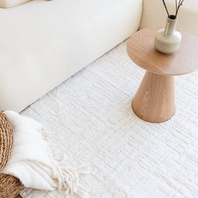 scandinavische Vloerkleden - Scandinavisch vloerkleed Prent creme/wit - Vloerkledenloods