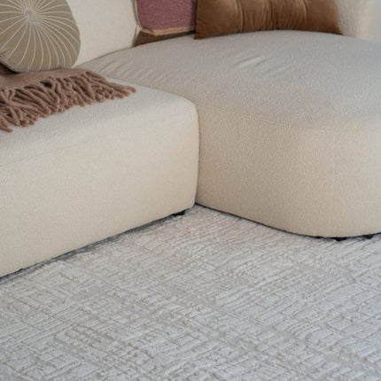 scandinavische Vloerkleden - Scandinavisch vloerkleed Prent creme/wit - Vloerkledenloods