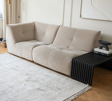 Vintage vloerkleed Smuk beige met franjes