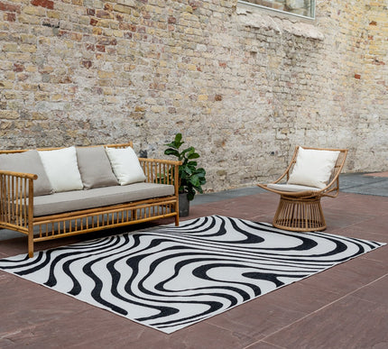 Buitenkleed Swirl Rechthoek - Zwart - Dubbelzijdig