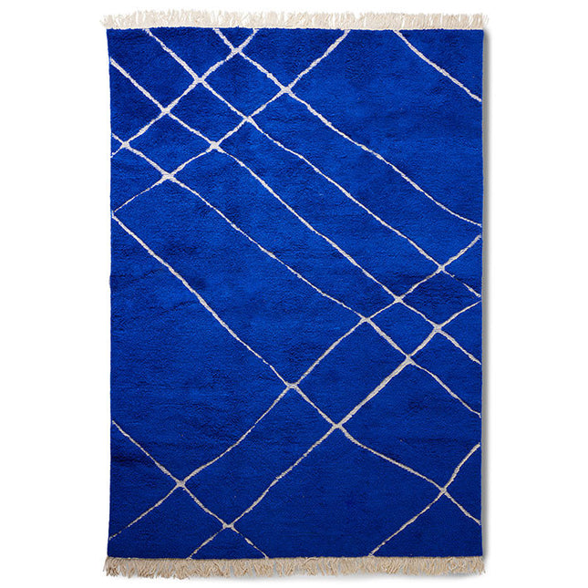 HKliving handgeknoopt wollen vloerkleed cobalt 200x300cm