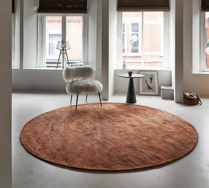 Rond Vloerkleed Felva Viscose Silk Roest