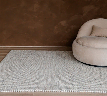 Wollen Vloerkleed Beige/Wit Gemeleerd Vik