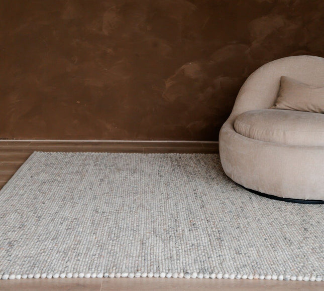Wollen Vloerkleed Beige/Wit Gemeleerd Vik