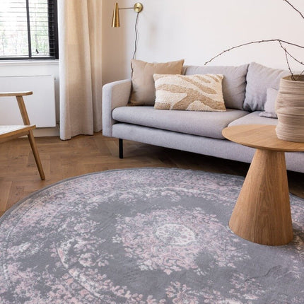 Rond Vintage Vloerkleed Keshan Grijs