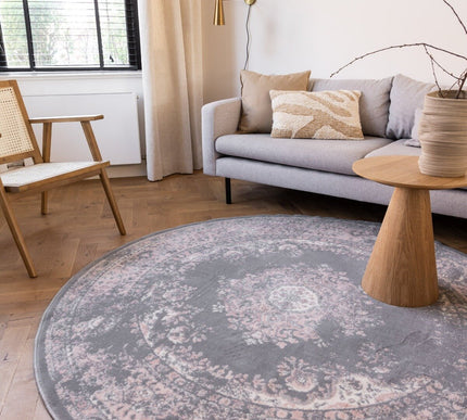 Rond Vintage Vloerkleed Keshan Grijs