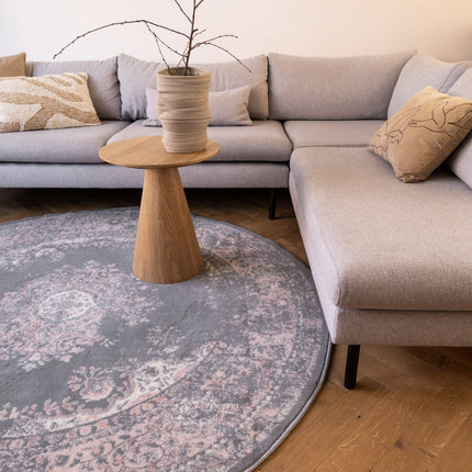 Rond Vintage Vloerkleed Keshan Grijs