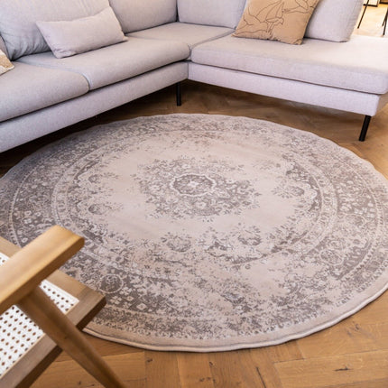 Rond Vintage Vloerkleed Keshan Zand/Beige