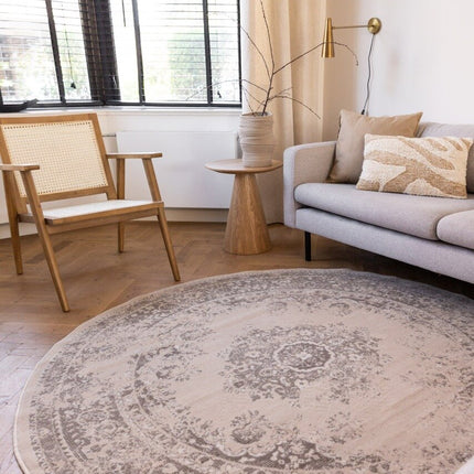 Rond Vintage Vloerkleed Keshan Zand/Beige