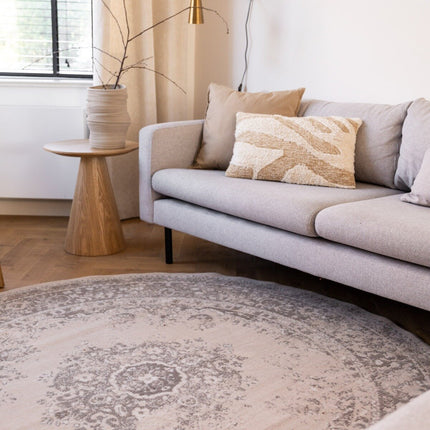Rond Vintage Vloerkleed Keshan Zand/Beige