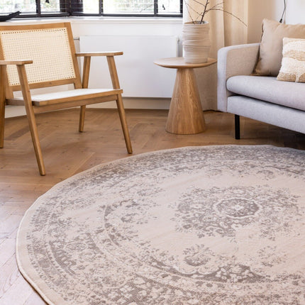 Rond Vintage Vloerkleed Keshan Zand/Beige