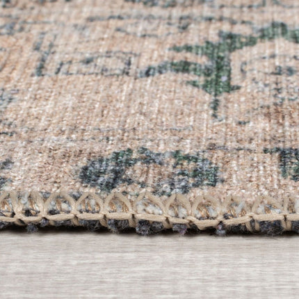 Vintage vloerkleden - Flair Rugs vloerkleed Beau Floral Groen - Vloerkledenloods