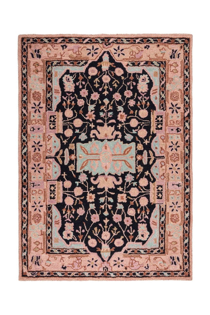 Vintage vloerkleden - Flair Rugs vloerkleed Blossom Traditional Roze Zwart - Vloerkledenloods